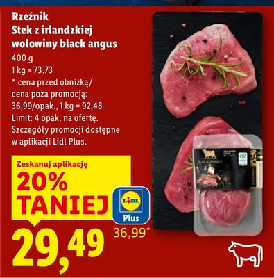 Stek z irlandzkiej wołowiny black angus promocja w Lidl