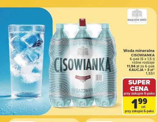 Woda mineralna Cisowianka niegazowana promocja w Carrefour Market
