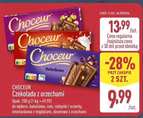 Czekolada Choceur z orzechami promocja w Aldi