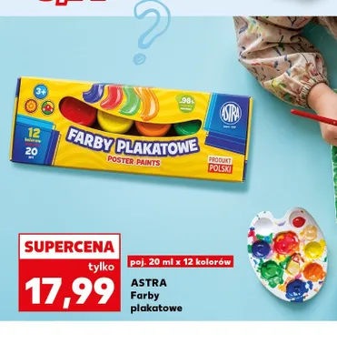 Farby plakatowe Astra 12 kolorów promocja w Kaufland
