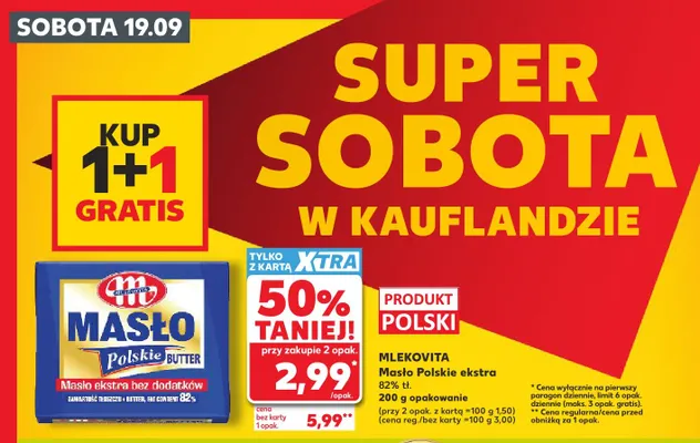 Masło Polskie ekstra Mlekovita 82% promocja w Kaufland