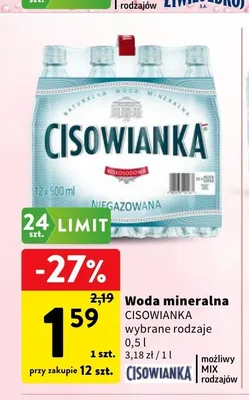 Woda mineralna Cisowianka Niegazowana promocja w Intermarche