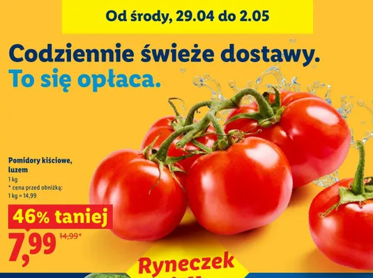 Pomidory kiściowe luzem promocja w Lidl