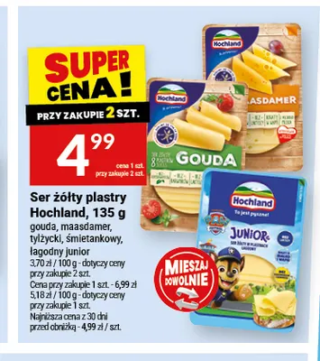 Ser żółty w plastrach śmietankowy Hochland promocja w Twój Market