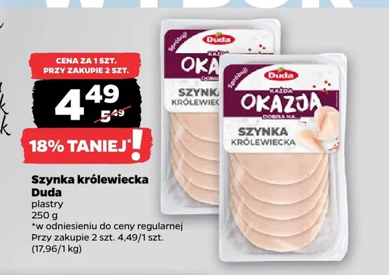 Szynka królewiecka Duda plastry promocja w Netto