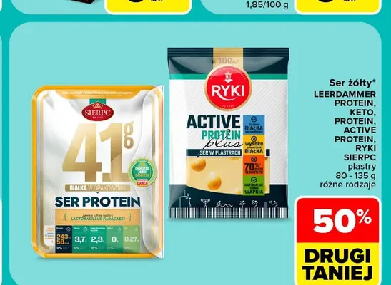 Ser żółty w plastrach Protein Sierpc promocja w Carrefour