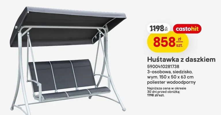 Huśtawka z daszkiem promocja w Castorama