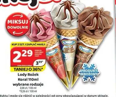 Lody rożek Koral czekoladowe promocja w Delfin