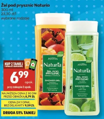 Żel pod prysznic Naturia mango i papaja Joanna promocja w Delikatesy Centrum