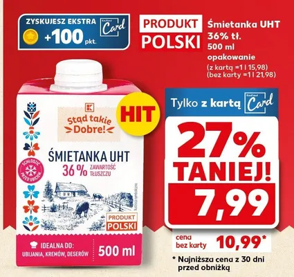 Śmietanka UHT 36% tł. promocja w Kaufland