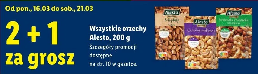 Wszystkie orzechy, 200 g 2+1 GRATIS promocja w Lidl