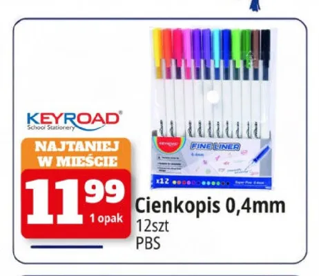 Cienkopis Keyroad 0,4 mm 12-pak promocja w Leclerc