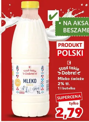 Mleko świeże 2% tł. promocja w Kaufland