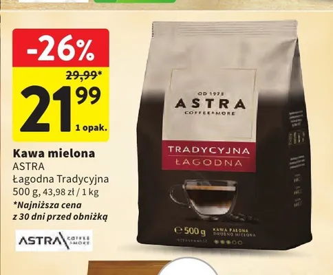 Kawa mielona Astra Łagodna Tradycyjna promocja w Intermarche