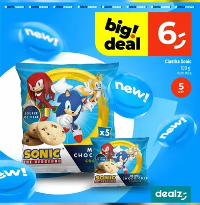 Ciastka Sonic 5-pak 100g promocja w Dealz