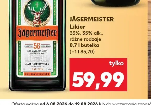 Likier Jägermeister 35% promocja w Kaufland