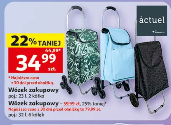 Wózek zakupowy 23l 2 kółka promocja w Auchan
