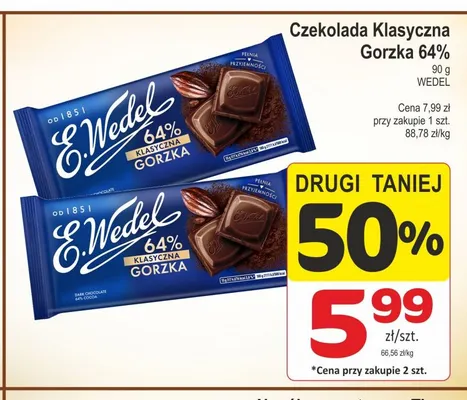 Czekolada klasyczna gorzka 64% E.Wedel promocja w Marketvita