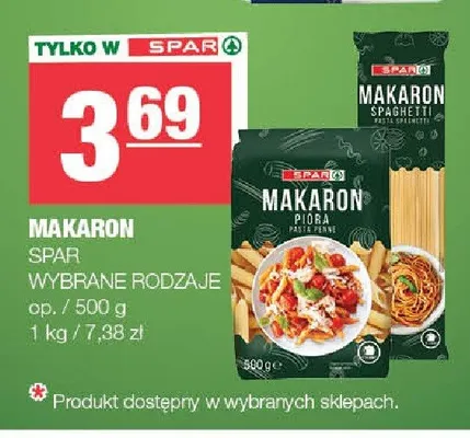 Makaron spaghetti SPAR promocja w SPAR