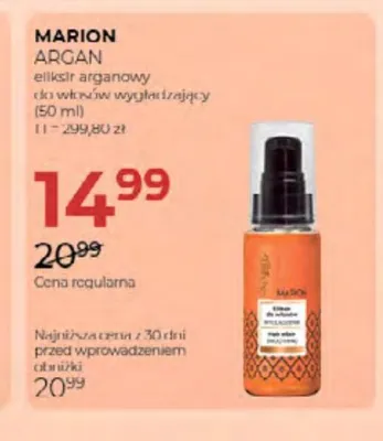 Eliksir arganowy do włosów wygładzający Marion Argan promocja w Drogerie Jawa