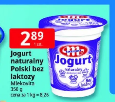 Jogurt naturalny Polski bez laktozy Mlekovita promocja w Leclerc
