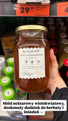 Miód pszczeli wielokwiatowy nektarowy Huzar promocja w Biedronka