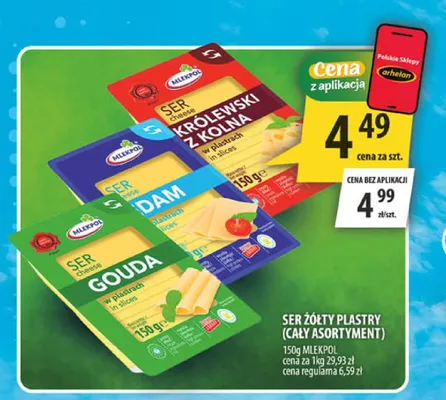 Ser żółty plastry Edam Mlekpol promocja w Arhelan