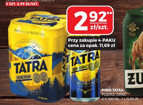 Piwo Tatra puszka 4-pak promocja w Top Market