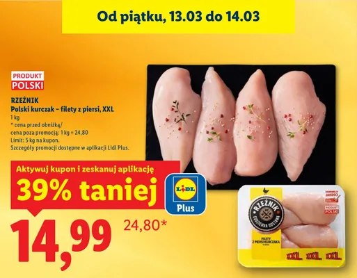 Filety z piersi kurczak polski XXL promocja w Lidl
