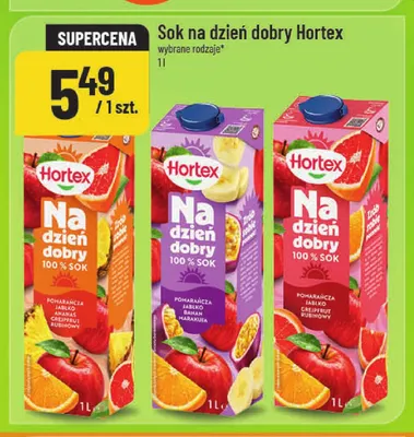 Sok Na dzień dobry pomarańcza jabłko grejpfrut rubinowy Hortex promocja w POLOmarket