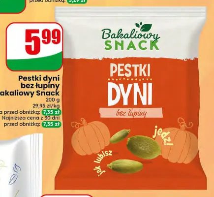 Pestki dyni bez łupiny Bakaliowy Snack promocja w Dino