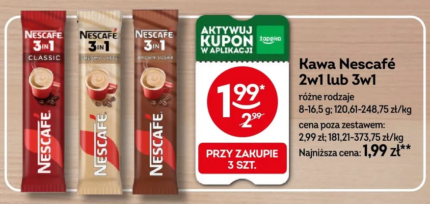 Kawa rozpuszczalna Nescafé 3w1 Creamy Latte promocja w Żabka