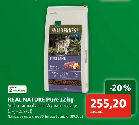 Sucha karma dla psa REAL NATURE Pure promocja w MAXI ZOO