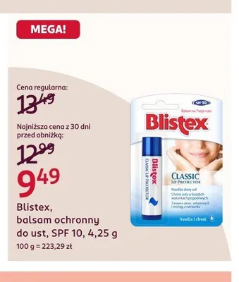 Balsam ochronny do ust Blistex Classic Lip Protector SPF 10 promocja w Rossmann