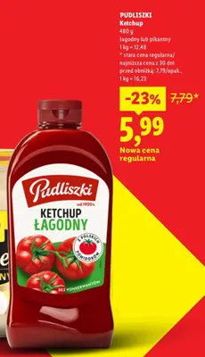 Ketchup pikantny Pudliszki promocja w Lidl