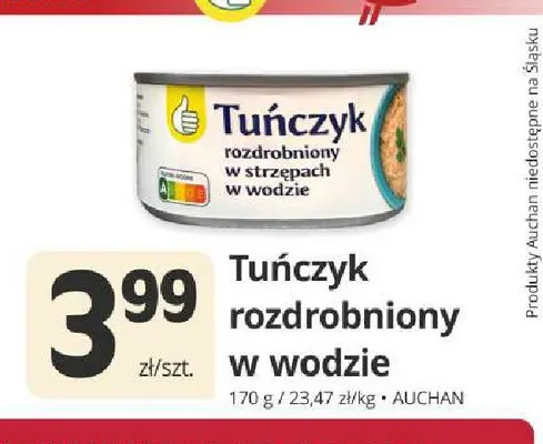 Tuńczyk rozdrobniony w wodzie Auchan promocja w Marketvita