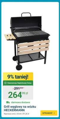 Grill węglowy na wózku Heckermann promocja w ERLI