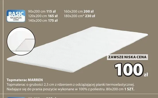 Topmaterac Marren 80x200 cm promocja w Jysk