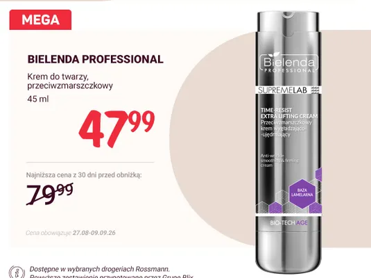 Krem do twarzy przeciwzmarszczkowy Bielenda Professional promocja w Rossmann