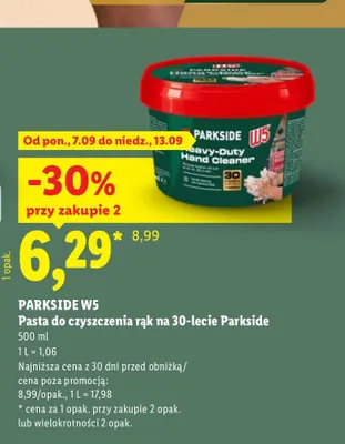 Pasta do czyszczenia rąk na 30-lecie Parkside W5 promocja w Lidl