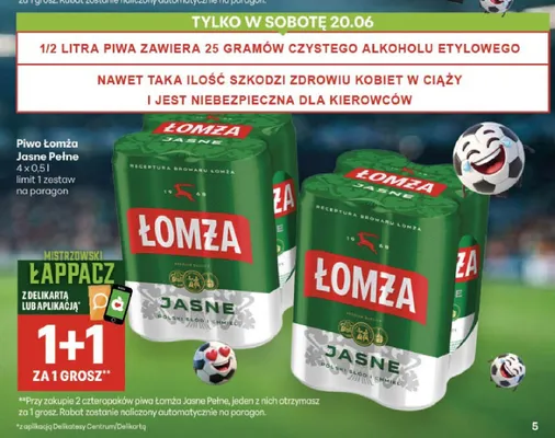 Piwo Łomża Jasne Pełne 4-pak 500 ml promocja w Delikatesy Centrum