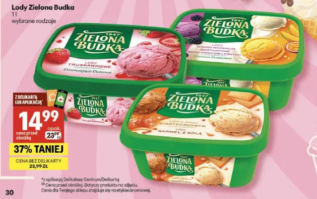 Lody Zielona Budka promocja w Delikatesy Centrum