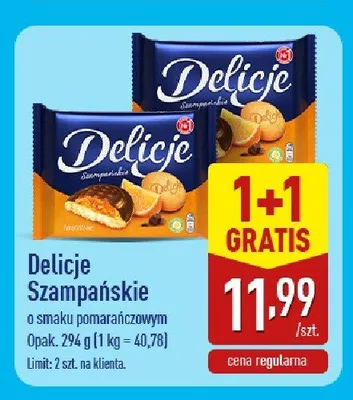Ciastka Delicje Szampańskie o smaku pomarańczowym promocja w Aldi