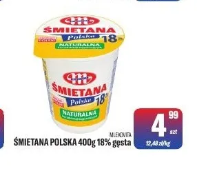 Śmietana Polska gęsta Mlekovita 18% promocja w Tomi Markt