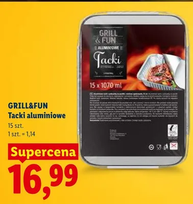 Tacki aluminiowe GRILL&FUN 15-pak 1070ml promocja w Lidl
