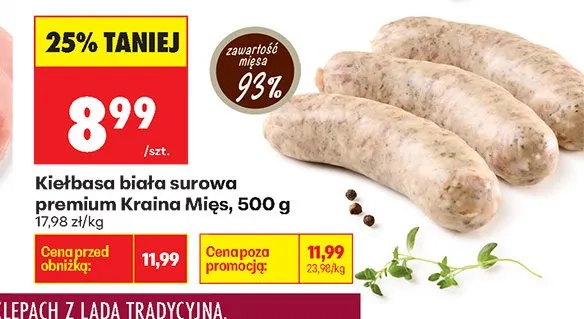 Kiełbasa biała premium Kraina mięs select promocja w Biedronka