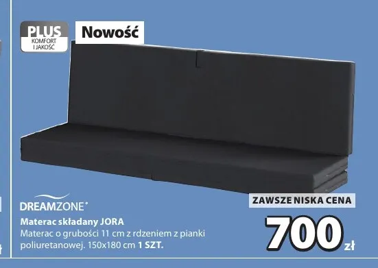 Materac składany Jora 150x180 cm Dreamzone promocja w Jysk