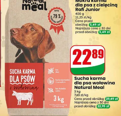 Sucha karma dla psa wołowina Natural Meal promocja w Dino
