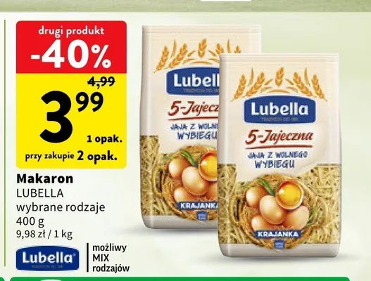Makaron 5-Jajeczna Krajanka Lubella promocja w Intermarche