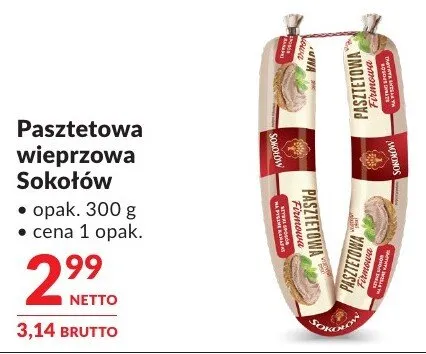 Pasztetowa wieprzowa Sokołów promocja w Makro